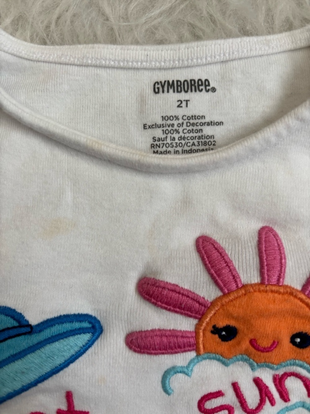 Gymboree Girls Pink Ruffle Cherry Top & White Summer Graphic Tee Set - Picture 3 of 5